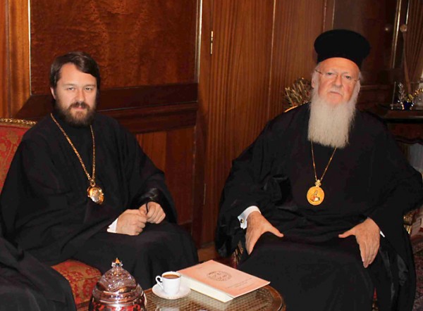 Metropolitan Hilarion meets with Patriarch Bartholomew of Constantinople
