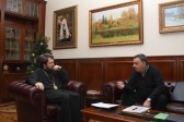 Metropolitan Hilarion meets with chairman of Balkan Society of Mt. Athos
