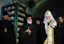 Patriarch Kirill says prayer for the dead at the Russian Monastery of St. Panteleimon on Mount Athos