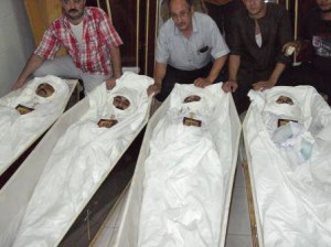 Corpses of the four slain Copts. (Morning Star News photo)