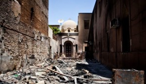 The Amir Tadros Church in Minya, some 250 kilometers south of Cairo, which was set ablaze on August 14, 2013. Photo by AFP