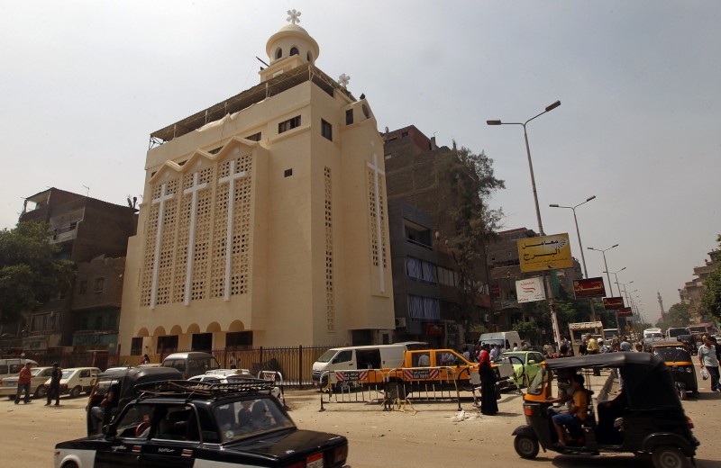 A picture shows the Virgin Mary church in the Imbaba district of the Egyptian capital of Cairo on June 5, 2011 where Coptic Christians gathered for a Sunday mass following the church's restoration after it was burnt during clashes between Muslims and Christians. AFP PHOTO / KHALED DESOUKI