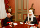 Patriarch Kirill meets with Cardinal Paul Poupard, honorary president of the Pontifical Council for Culture