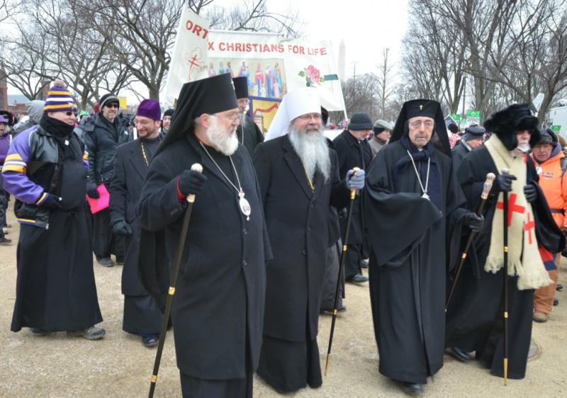 Metropolitan Tikhon with members of the Holy Synod participate in 2013 March for Life.