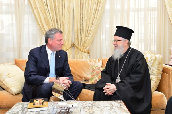 Mayor De Blasio Welcomed Archbishop Demetrios for Greek Independence Day Reception