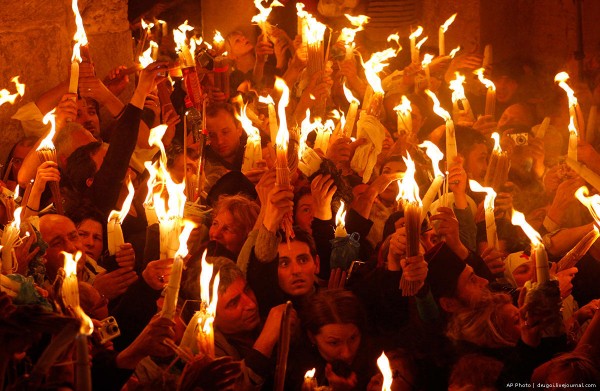 Holy Fire appears at Church of the Holy Sepulcher in Jerusalem