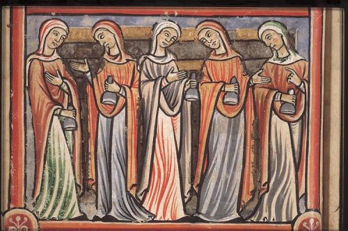 Five foolish virgins; France, 12th Century