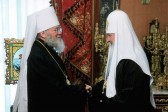 Metropolitan Hilarion of Eastern America and New York greets Patriarch Kirill on his namesday