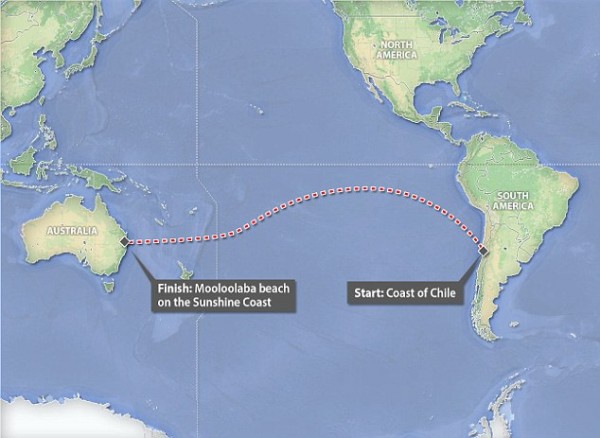 The long journey: He travelled from the coast of Chile to the Sunshine Coast