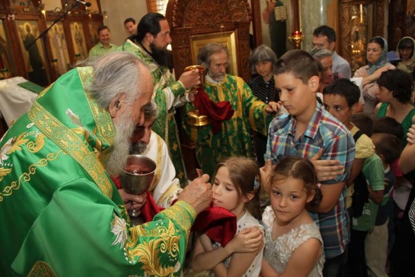 Patriarch Irineј at the Russian church in Belgrade