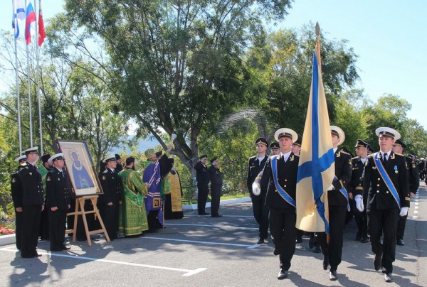 Submarine Sailors Meet Icon of St. Sergius of Radonezh