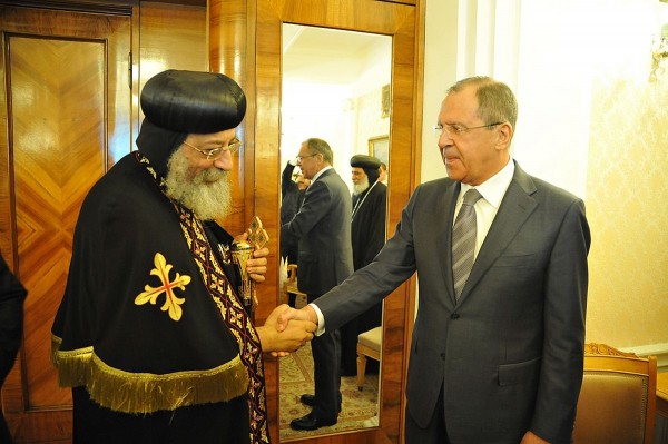 Russian Foreign Minister Sergei Lavrov meets with Primate of the Coptic Church