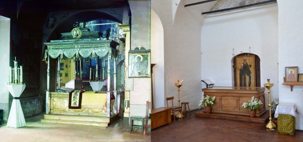 Relics of St. Cyril in the Church of St. Cyril of White Lake in the Cyril-Belozersky Monastery. 1909/2011. (V. Ratnikov)