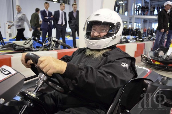 Metropolitan Theophan of Simbirsk Takes a Ride to the Largest Covered Go-Kart Track in Russia