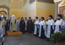 Primate of Orthodox Church in America prays at Donskoy monastery before the relics of his heavenly patron.