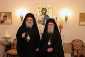 Patriarch John X meets Archbishop Demetrios of the Greek Orthodox Archdiocese of America
