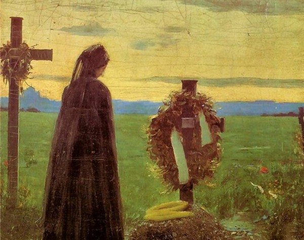 Teodor Axentowicz. Mother at the grave of her son