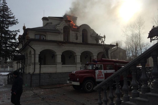 Canteen at the Gorlovka Cathedral in Ukraine damaged by shelling