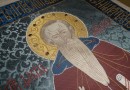 Moscow worshippers embroider a cover for the tomb of st. David of Gareji