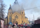 Alexander Nevsky Cathedral burning in Nizhny Novgorod