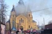 Alexander Nevsky Cathedral burning in Nizhny Novgorod