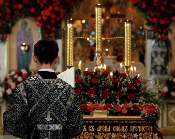 Easter Sunday service at the Dormition of the Mother of God Church in Vladivostok, Russia.