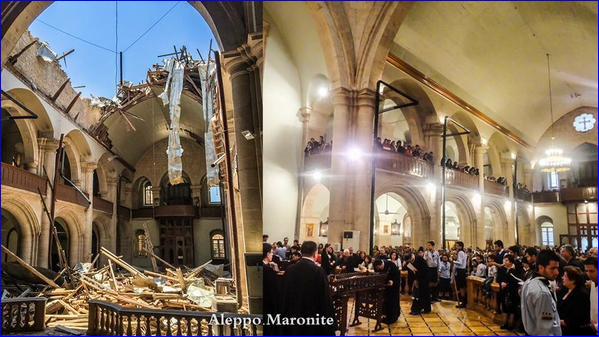 Photos Purport to Show Syrian Church Before and After It Was Bombed