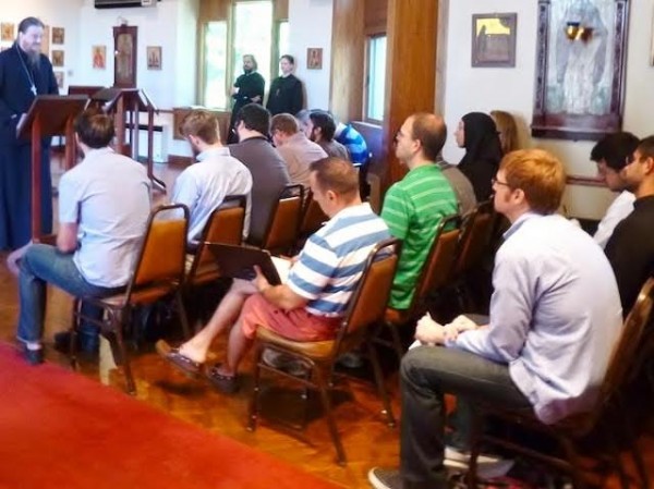 Fr. John Behr addresses students during orientation at St. Vladimir’s Seminary, Yonkers, NY.