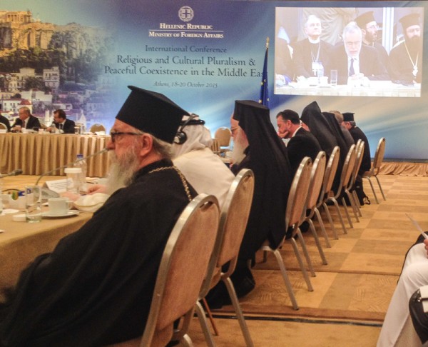 Archbishop Demetrios highlights the contributions and role of IOCC in Middle East Conference, in Athens