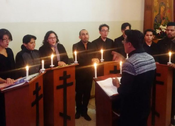 The cathedral choir sang the responses at Vespers and the Sunday Liturgy.