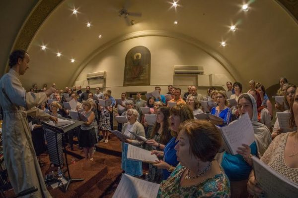 Dn Gregory Ealy, host choir director of St. Mary’s Cathedral led the main choir during the all-night vigil on Saturday