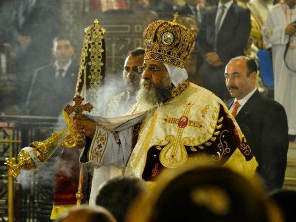 Coptic Pope Prays in Ancient Church Symbolic of Past Persecutions