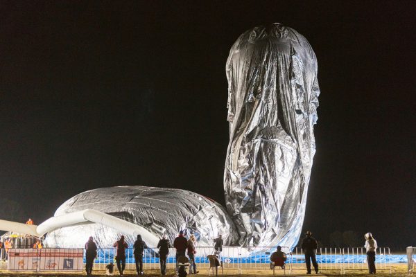 The balloon of Russian adventurer Fedor Konyukhov is inflated (Oscar Konyukhov/ Reuters)