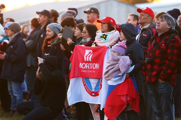 Spectators look on as Fedor Konyukhov prepares to depart at Northam Aero Club (Paul Kane/ Getty Images)