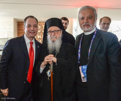 His Eminence Archbishop Demetrios with RNC Chairman Reince Priebus and  Rev. Alexander Karloutsos (photo John Mindala)