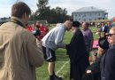 Patriarch watches culture minister and boxer Valuyev playing football with schoolchildren on the Solovetsky Islands