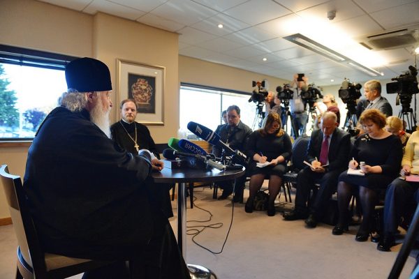 In conclusion of his visit Primate of Russian Orthodox Church answered questions from Russian and foreign mass media reporters