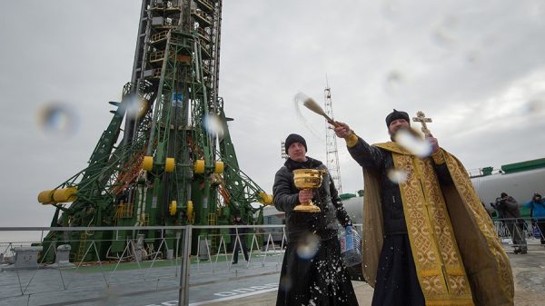 Soyuz Rocket Blessed Before Launch, Cygnus Prepped for Departure