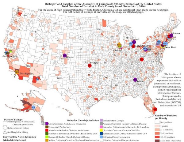 Assembly of Bishops releases updated map of US bishops, parishes
