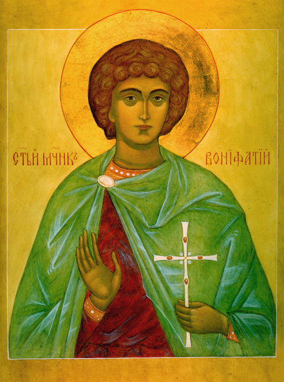 Holy martyr Boniface, a modern icon. Source iconsv.ru.