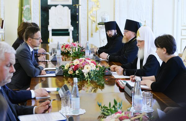 His Holiness Patriarch Kirill meets with Hungarian Minister of Foreign Affairs and Trade Péter Szijjártó