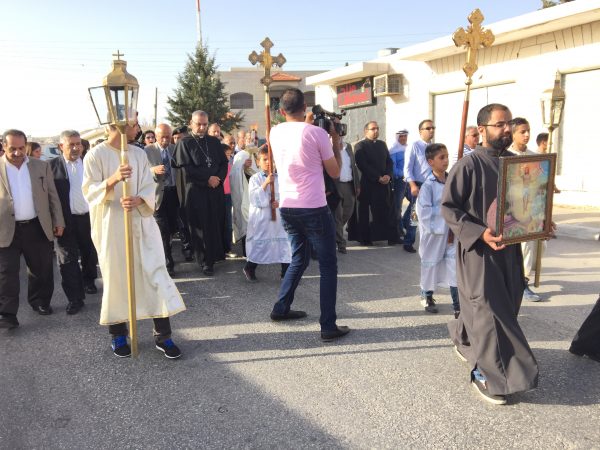 Receiving the miracle of the holy fire in Taybeh, 2017