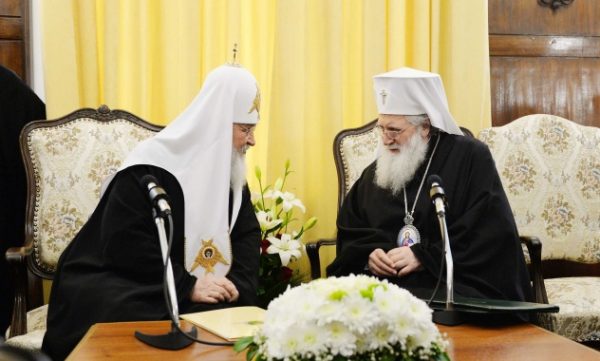 His Holiness Patriarch Kirill meets with His Holiness Patriarch Neophyte of Bulgaria and members of the Holy Synod of the Bulgarian Orthodox Church