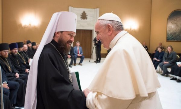 Russian Orthodox Church Delegation Led by Metropolitan Hilarion Meets with Pope Francis