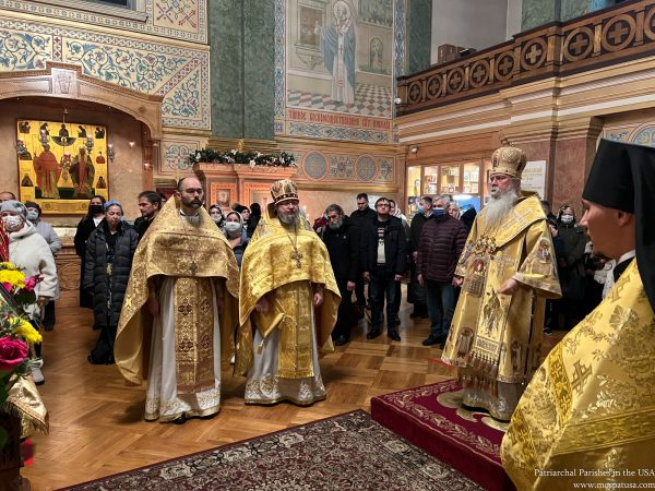 Metropolitan Tikhon presides at the Divine Liturgy at St. Nicholas Russian Cathedral in New York City on the day of its patronal feast