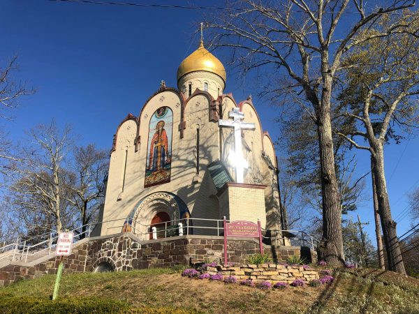 A youth choir sings at a hierarchical divine service at St. Vladimir Memorial Church